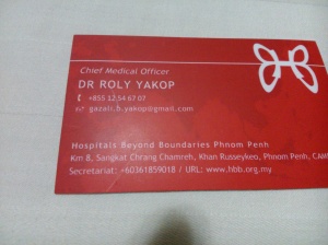 DR. ROLY YAKOP ADALAH CHEIF MEDICAL OFFICER DI HOSPITALS BEYOND BOUNDARIES PHNOM PENH.